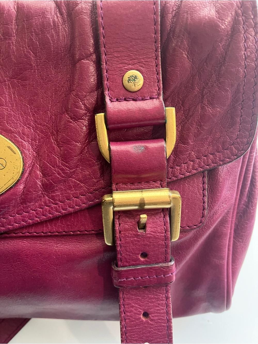 MULBERRY RARE VINTAGE TRIM ALEXA IN BERRY LEATHER - Picture 7 of 16